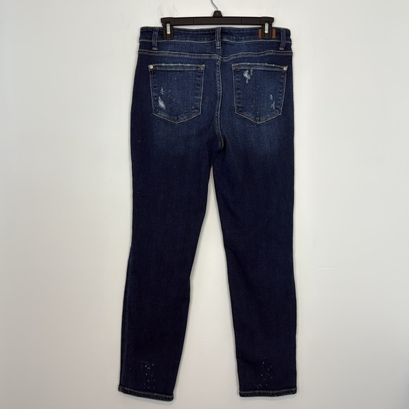 Judy Blue Distressed Boyfriend Fit Jeans. Size 11/30. Dark wash. Bleach Splatter - Picture 5 of 11